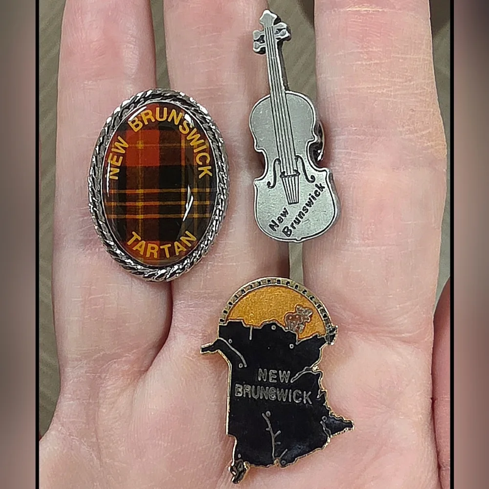 Trio of New Brunswick, Canada Souvenir Lapel Pins